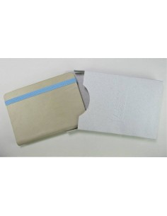 Libreta en piel natural beige, con 80 hojas cambiables y bolsillo de plástico para tarjetas, hecha a mano de  8x10,5 cm