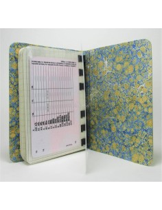 Libreta en piel natural vainilla, con 80 hojas cambiables y bolsillo de plástico para tarjetas, hecha a mano de  8x10,5 cm