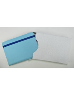 Libreta en piel natural azul, con 80 hojas cambiables y bolsillo de plástico para tarjetas, hecha a mano de  8x10,5 cm