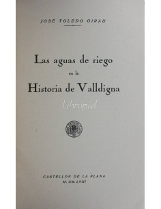 Las aguas de riego en la Historia de Valldigna