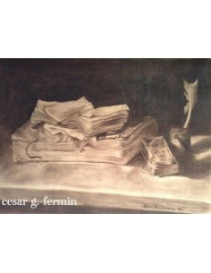 Dibujo original al carboncillo sepia realizado sobre papel Ingres, "La flor de los tiempos"