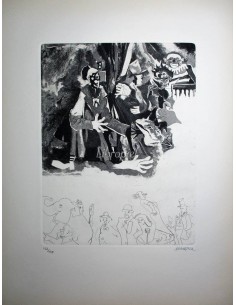 Grabado de Silvino Poza. Clowns, Gómez de la Serna, VI