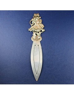 Marcapáginas de plata 925, 11,5 cm., mujer y flor