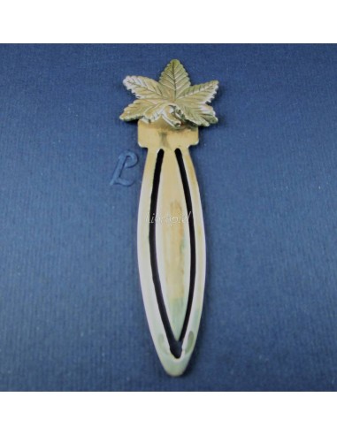 Marcapáginas de plata 925, 7 cm., Hoja marihuana