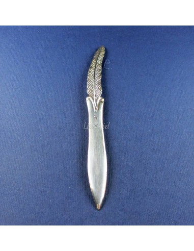 Marcapáginas de plata 925, 10 cm., Pluma